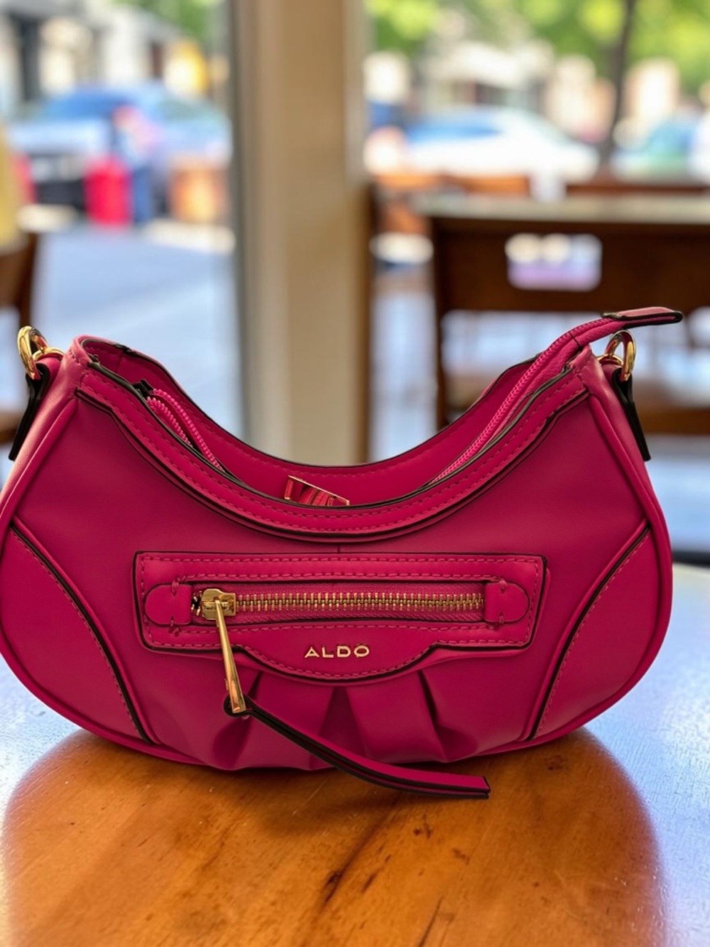 Aldo Hot Pink Mini Shoulder Bag Y2K Baguette Gold Chain Barbiecore Purse